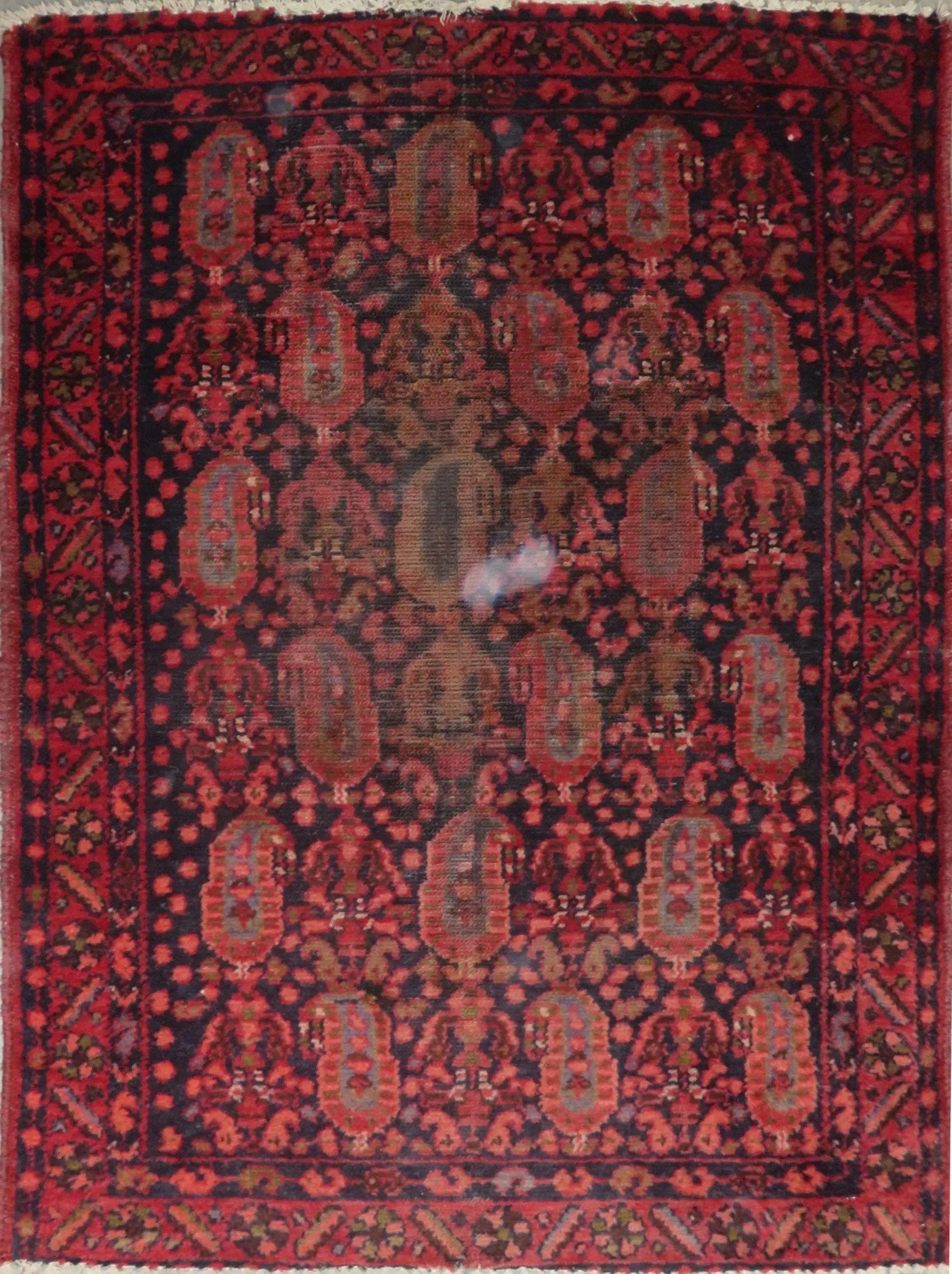 One Of The Kind Hand-Knotted Persian Wool Rug _ Luxurious Vintage Design, 4'7" x 3'6", Artisan Crafted